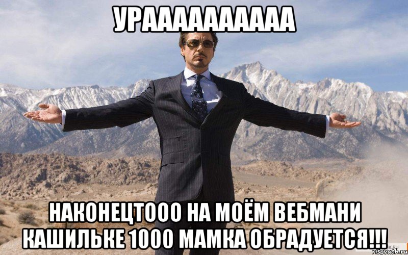 УРАААААААААА Наконецтооо на моём вебмани кашильке 1000 МАМКА ОБРАДУЕТСЯ!!!, Мем железный человек