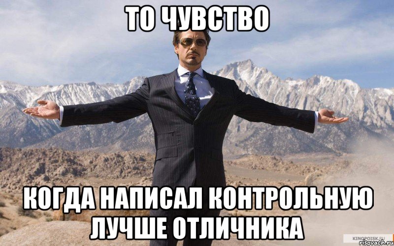 То чувство Когда написал контрольную лучше отличника, Мем железный человек