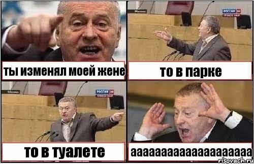 ты изменял моей жене то в парке то в туалете аааааааааааааааааааа, Комикс жиреновский