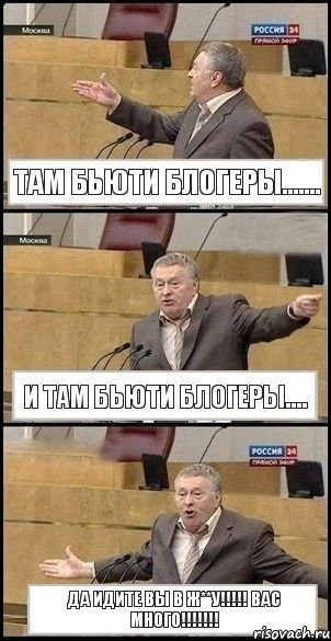 Там бьюти блогеры....... И там бьюти блогеры.... Да идите вы в ж**у!!!!! Вас много!!!!!!!, Комикс Жириновский разводит руками 3