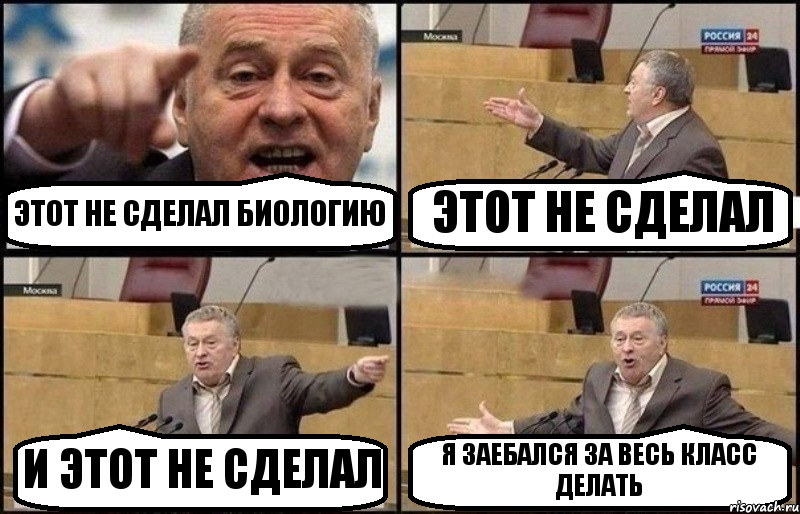 ЭТОТ НЕ СДЕЛАЛ БИОЛОГИЮ ЭТОТ НЕ СДЕЛАЛ И ЭТОТ НЕ СДЕЛАЛ Я ЗАЕБАЛСЯ ЗА ВЕСЬ КЛАСС ДЕЛАТЬ, Комикс Жириновский