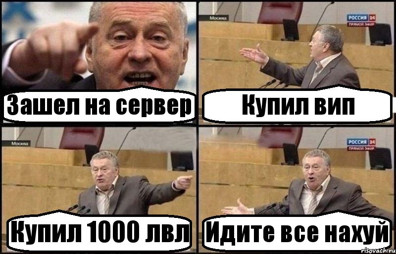 Зашел на сервер Купил вип Купил 1000 лвл Идите все нахуй, Комикс Жириновский