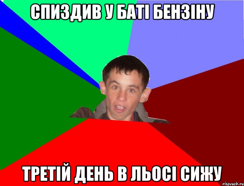 Спиздив у баті бензіну третій день в льосі сижу