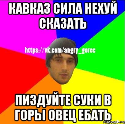 кавказ сила нехуй сказать пиздуйте суки в горы овец ебать, Мем ЗЛОЙ ГОРЕЦ