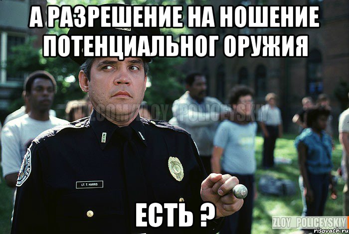 А разрешение на ношение потенциальног оружия есть ?