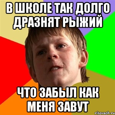 В школе так долго дразнят рыжий что забыл как меня завут, Мем Злой школьник