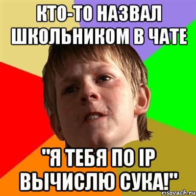 Кто-то назвал школьником в чате "Я тебя по ip вычислю сука!", Мем Злой школьник