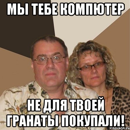 Мы тебе компютер не для твоей гранаты покупали!, Мем  Злые родители