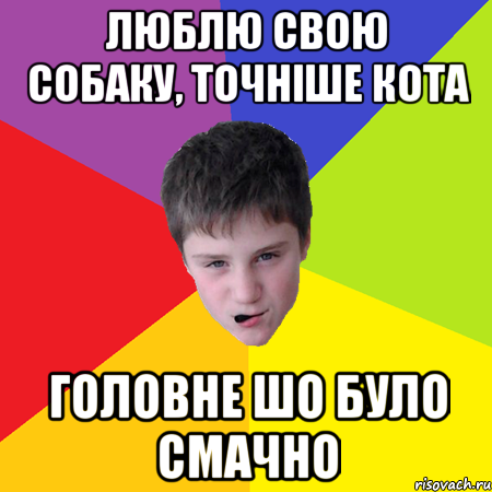 люблю свою собаку, точніше кота головне шо було смачно
