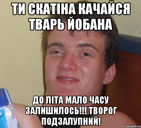 Ти скатіна качайся тварь йобана До літа мало часу залишилось!!! Творог подзалупний!, Мем 10 guy (Stoner Stanley really high guy укуренный парень)