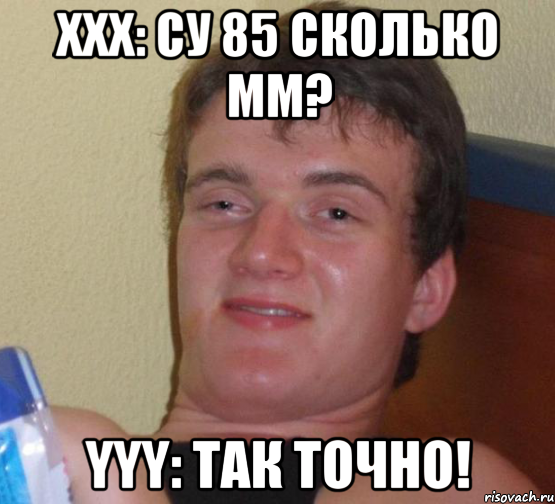 Xxx: су 85 сколько мм? Yyy: Так точно!, Мем 10 guy (Stoner Stanley really high guy укуренный парень)