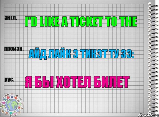 I'd like a ticket to the Айд лайк э тикэт ту зэ: Я бы хотел билет, Комикс  Перевод с английского