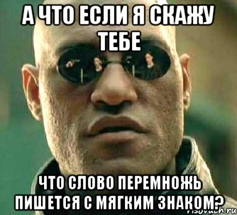 а что если я скажу тебе что слово перемножь пишется с мягким знаком?, Мем  а что если я скажу тебе