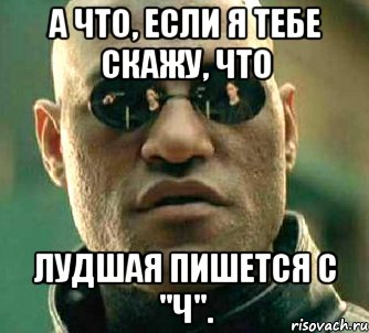 А что, если я тебе скажу, что Лудшая пишется с "Ч"., Мем  а что если я скажу тебе