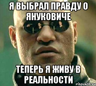 Я выбрал правду о Януковиче Теперь я живу в реальности, Мем  а что если я скажу тебе