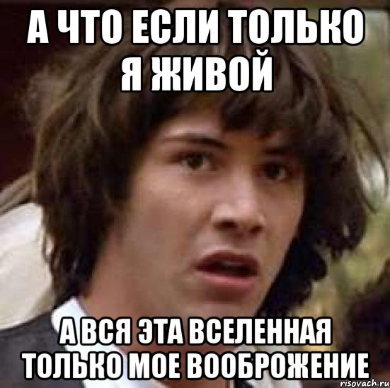 а что если только я живой а вся эта вселенная только мое вооброжение, Мем А что если (Киану Ривз)