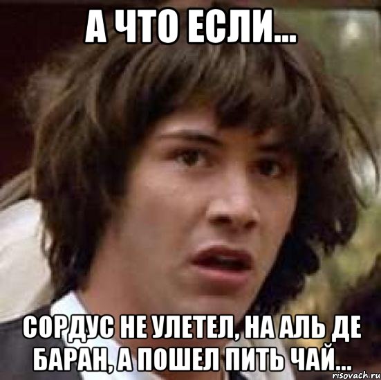 А что если... Сордус не улетел, на Аль де баран, а пошел пить чай..., Мем А что если (Киану Ривз)