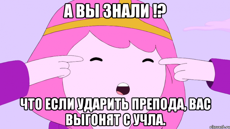 А вы знали !? что если ударить препода, вас выгонят с учла.