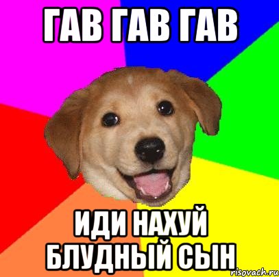 ГАВ ГАВ ГАВ ИДИ НАХУЙ БЛУДНЫЙ СЫН, Мем Advice Dog