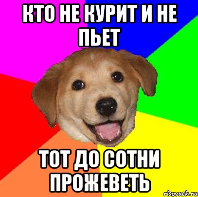 Кто не курит и не пьет Тот до сотни прожеветь, Мем Advice Dog