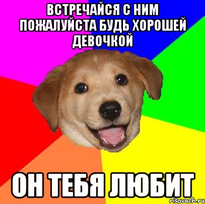 встречайся с ним пожалуйста будь хорошей девочкой он тебя любит, Мем Advice Dog