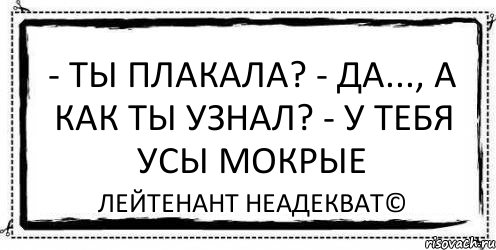 - Ты плакала? - Да..., а как ты узнал? - У тебя усы мокрые Лейтенант Неадекват©, Комикс Асоциальная антиреклама