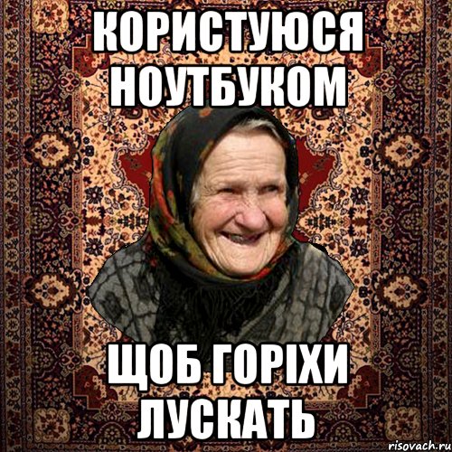 Користуюся ноутбуком щоб горіхи лускать, Мем баба нюра