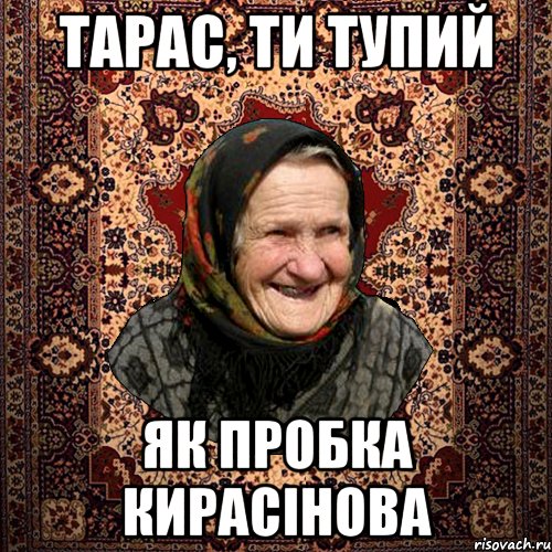 Тарас, ти тупий як пробка кирасінова, Мем баба нюра