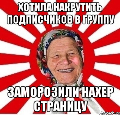 хотила накрутить подписчиков в группу заморозили нахер страницу, Мем  бабуля