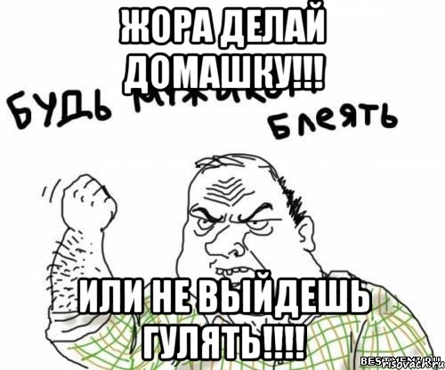 ЖОРА ДЕЛАЙ ДОМАШКУ!!! ИЛИ НЕ ВЫЙДЕШЬ ГУЛЯТЬ!!!!, Мем блять