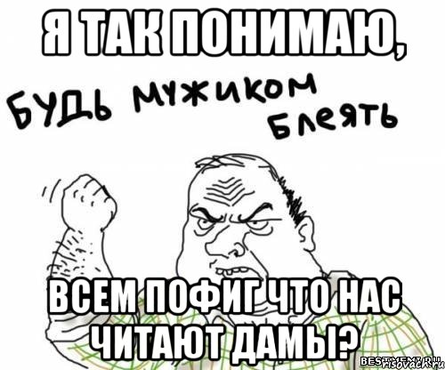 Я так понимаю, всем пофиг что нас читают дамы?, Мем блять