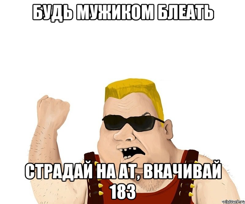 будь мужиком блеать страдай на АТ, вкачивай 183, Мем Боевой мужик блеать