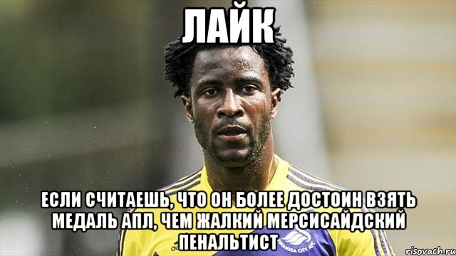 Лайк если считаешь, что он более достоин взять медаль АПЛ, чем жалкий мерсисайдский пенальтист