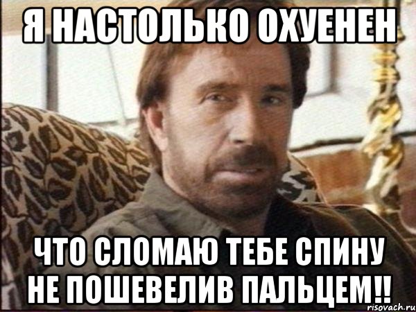 я настолько охуенен ЧТО СЛОМАЮ ТЕБЕ СПИНУ НЕ ПОШЕВЕЛИВ ПАЛЬЦЕМ!!, Мем чак норрис