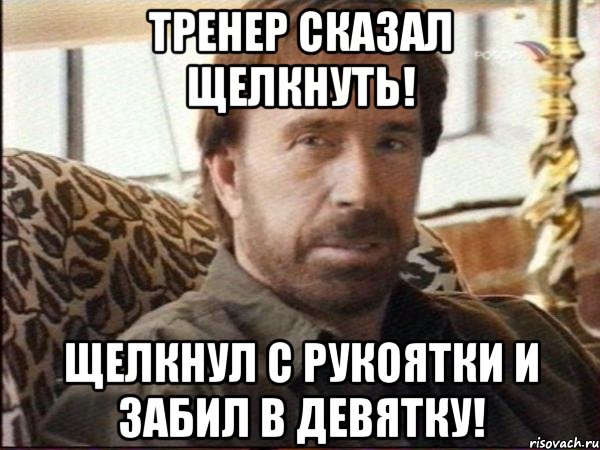 тренер сказал щелкнуть! щелкнул с рукоятки и забил в девятку!, Мем чак норрис