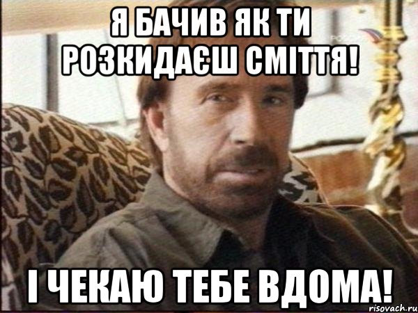 Я бачив як ти розкидаєш сміття! І чекаю тебе вдома!, Мем чак норрис