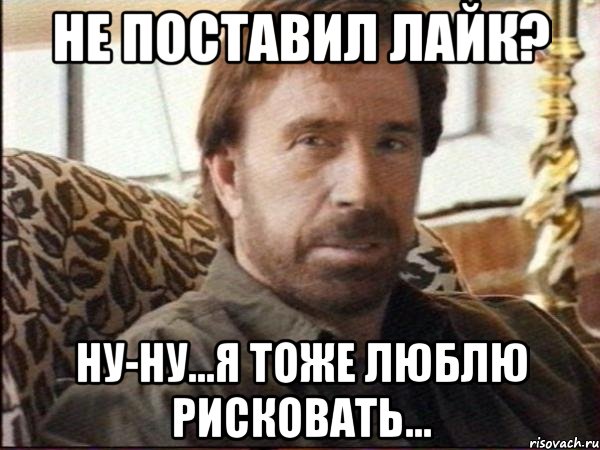 Не поставил лайк? Ну-ну...я тоже люблю рисковать..., Мем чак норрис