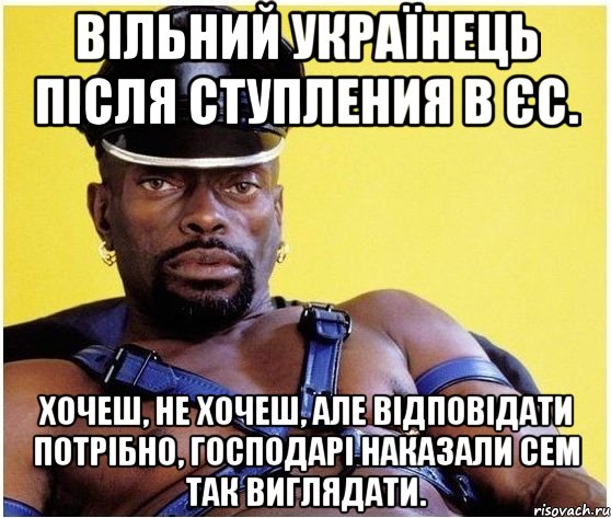 Вільний Українець після ступления в ЄС. Хочеш, не хочеш, але відповідати потрібно, господарі наказали сем так виглядати., Мем Черный властелин