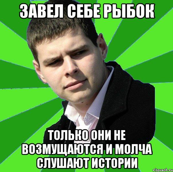 Завел себе рыбок только они не возмущаются и молча слушают истории