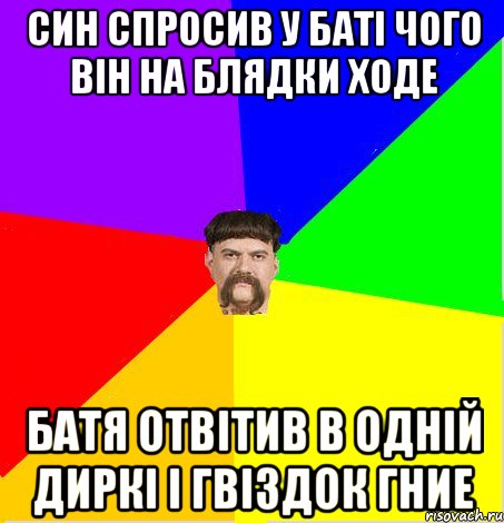 Син спросив у баті чого він на блядки ходе Батя отвітив в одній диркі і гвіздок гние