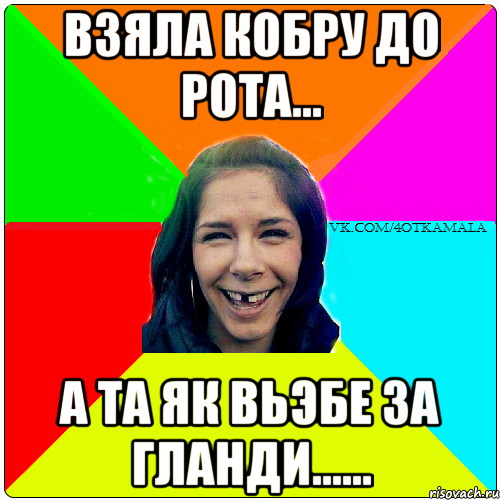 ВЗЯЛА КОБРУ ДО РОТА... А ТА ЯК ВЬЭБЕ ЗА ГЛАНДИ......