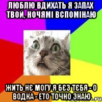 люблю вдихать я запах твой, ночямі вспомінаю жить нє могу я бєз тєбя - о водка - ето точно знаю