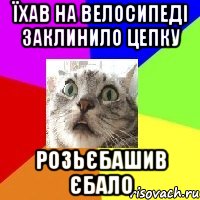 їхав на велосипеді заклинило цепку розьєбашив єбало