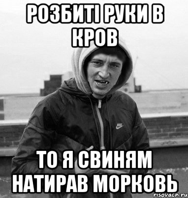 розбиті руки в кров то я свиням натирав морковь