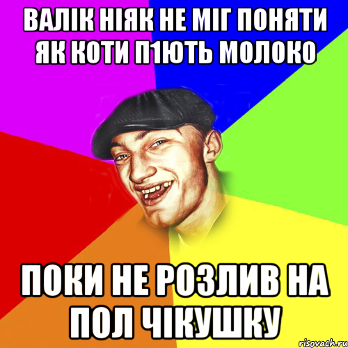 валік ніяк не міг поняти як коти п1ють молоко поки не розлив на пол чікушку, Мем Чоткий Едик