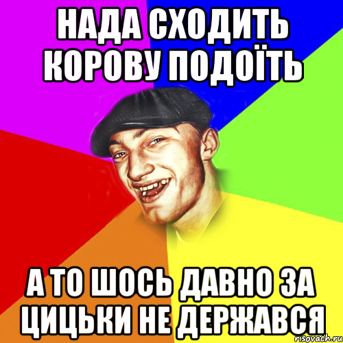 нада сходить корову подоїть а то шось давно за цицьки не держався, Мем Чоткий Едик