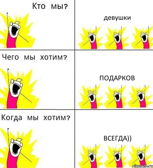 девушки подарков всегда)), Комикс Что мы хотим