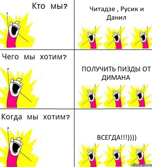 Читадзе , Русик и Данил Получить пизды от Димана Всегда!!!)))), Комикс Что мы хотим