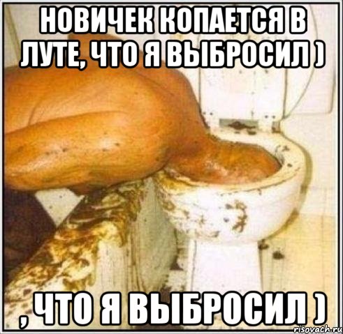 Новичек копается в луте, что я выбросил ) , что я выбросил ), Мем Дайвер