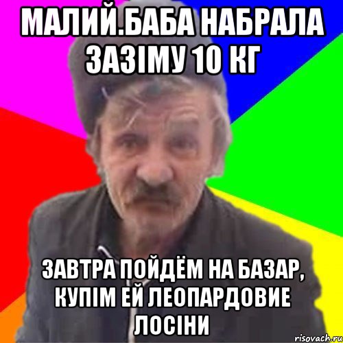 Малий.баба набрала зазіму 10 кг завтра пойдём на базар, купім ей леопардовие лосіни